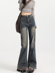 Quần Jeans Denim Ống Loe Lót Lông Cừu Cạp Cao Cho Nữ Quần Ống Loe Ôm Dáng Co Giãn Mùa Thu Đông Quần Jeans Denim Cổ Điển