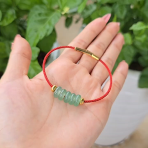 Q1961 Vòng ngũ điếu Thạch Anh Dâu Xanh dây cáp cho mệnh Mộc và Hoả - Phong Thuỷ TUDO