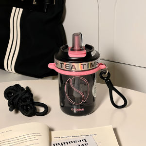 Cốc Cà Phê Nhựa Tritan Di Động Có Ống Hút Cốc Trà Chống Nóng Cho Nam Và Nữ Cốc Nước Nhựa Bền Bỉ Có Nắp Và Dây Đeo