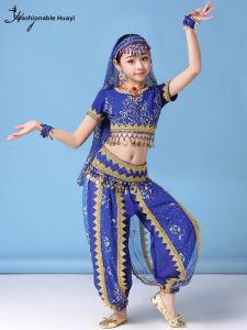 Childrens Dance Performance Outfit Pants Set Ethnic Indian Girl Stage Performance Clothing Fashionable Ethnic Style for Kids