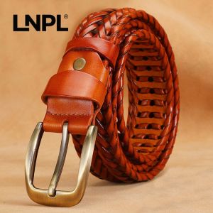 Luxury Leather Belt metal buckle no punch hole