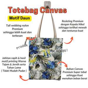 TOTE BAG TAS KANVAS TEBEL MOTIP BUNGA [UK30X40CM]