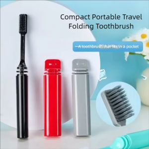 Folding toothbrush - bamboo charcoal soft bristles - travel portable - for adults for business trips for travel or household
