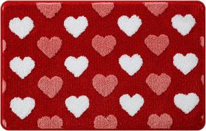 VIKAMA Ins Wind Love Thảm Phòng Tắm Thấm Hút Nước Phòng Tắm Trang Trí Nhà Cửa Phong Cách Hiện Đại Cotton Họa Tiết Trái Tim Chống Trơn Trượt Có Thể Giặt Bằng Máy