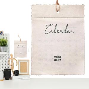 2026 Fabric Wall Calendar 12-Month Reusable Textile Planner with Pockets for Home Office Study Eco-Friendly Wall Decor