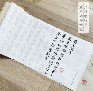 Wen Zhengming Xingshi Tang Pavilion Sequence Small Xingshi Brush Red Writing Manuscript European System Calligraphy Roll Beginner