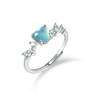 Timeswind với giấy chứng nhận ánh sáng màu xanh ngọc bích tự nhiên tim Zircon phụ nữ S925 Bạc Nhẫn hở