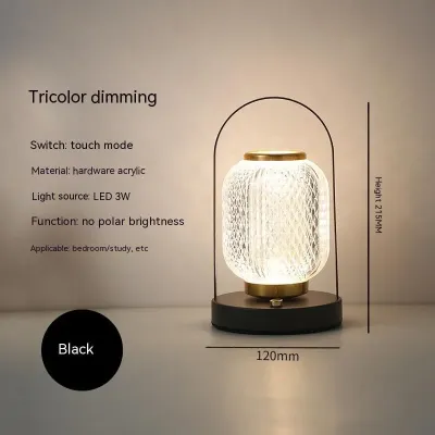 LED Table Lamp Retro Rechargeable Acrylic Night Light USB Touch Bar Bedroom Living Bedside Atmosphere Portable Novelty Lighting