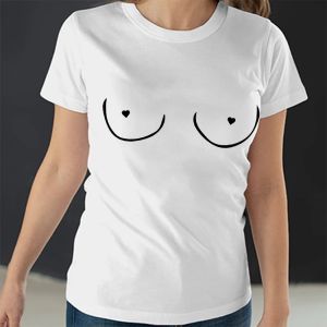 Sanrio | Boobie Nipple Piercing T-shirt Trendy Women Feminism Graphic Tshirt Aesthetic Female Breast Cancer Awareness Top Tee Shirt Tops