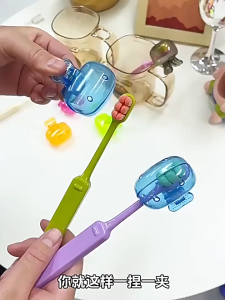 Penutup Kepala Sikat Gigi Portable Pelindung Sikat Gigi Bayi Anak Dewasa Model Jepitan Transparan/Cover Sikat Gigi Travel Motif Transparan Anti Kotor PTT