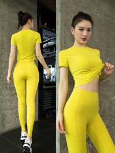 High-End Yoga Workout Fitness Set Womens Slim Fit Thin Style Pilates Sporty Summer Collection Breathable Quick Dry Ultra Elastic