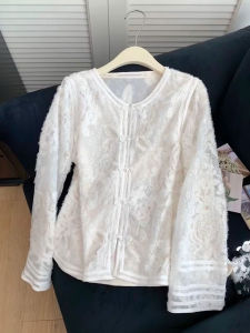 YUFUQING | New Chinese Style Embroidered Button Up Shirt Womens Long Sleeve Heavy Work Design Fashionable Spring 2025 Court Style Top