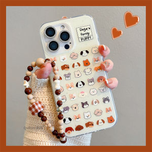 Cute Cartoon Dog Headphone Full Screen Phone Case for 16 15Promax 14 Cartoon 13 Internet Famous pro High-End Max Beautiful And Lovely with Lanyard Womens Style