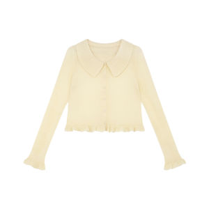 NIHAOKANONG | Áo Knit Cổ Trụ Gập Đơn Giản Mộc Mạc