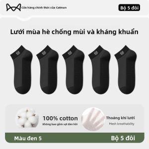 Tất thể thao MiiOW nam làm bằng cotton nguyên chất ngắn mỏng thoáng khí chống mùi kháng khuẩn