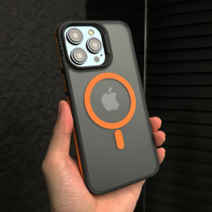 Luxury Contrast Color Armor Matte Magnetic Wireless Charge Case For iPhone 11/12/13/14/15/16 Pro Max Plus Shockproof Clear Cover