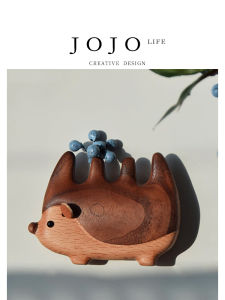 JOJO LIFE | Creative Hedgehog-shaped Massaging Comb Natural Wood