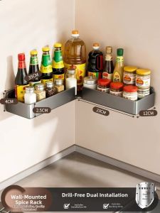 B&W | Corner Wall Mount No Drilling Snack Toy Storage Shelf