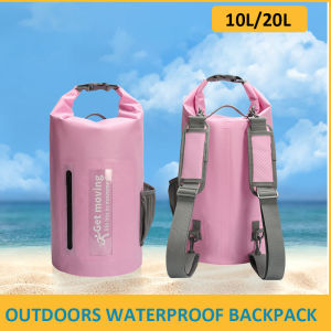 10L/20L Carbon Fiber Waterproof Dry BagHand-Held Bucket Bag Waterproof Bag Beach Drifting Swimming Bag Outdoor Backpack