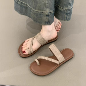 Retro Casual Flat Bottom Toe-Over Sandals Womens 2025 New Summer Beach Vacation Casual Beach Cool Shoes Slippers