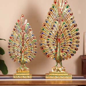 ไทยนกยูงไม้เนื้อแข็งเครื่องประดับบ้านตกแต่งห้องนั่งเล่นสไตล์เอเชียตะวันออกเฉียงใต้โรงแรมตกแต่งงานฝีมือ