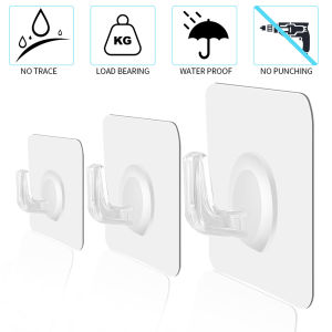 5/10/20pcs Transparent Wall Hook Self-adhesive Waterproof Seamless Door Wall Hook Kitchen Bathroom Accessories
