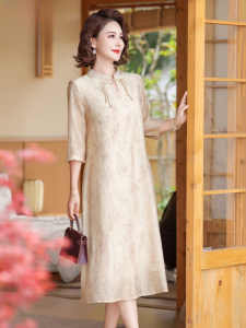 New 2024 Chinese Style Midi Dress for Middle-Aged Women Summer Fashion Loose Fit Sleeveless Large Size Fashionable And Elegant