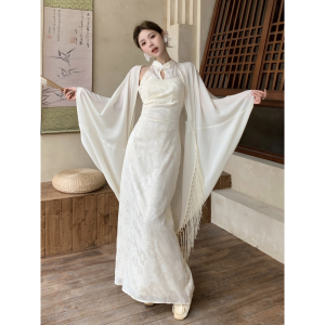 Váy Dài Phong Cách Trung Hoa Mới Váy Dài Không Tay Váy Dài Thường Ngày Cho Nữ Mùa Hè 2024 Chất Liệu Polyester 100% Trang Phục Dự Tiệc