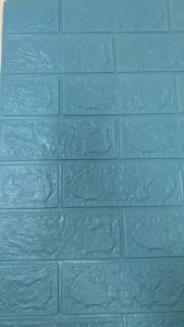 RW Wallpaper Foam Biru Muda 3D Bata Warna Biru Muda Premium Wall Paper Sticker Tebal 3MM