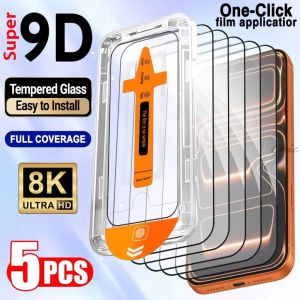 5Pcs Screen Protector For iPhone 15 Plus 13 Mini 18 17 16e 12 11 14 Pro Max Tempered Glass Film For iPhone Air 7 8 6s XR XS X SE