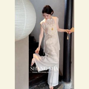 SHANGSHA | Elegant Luxury New Chinese Style White Shirt Suit