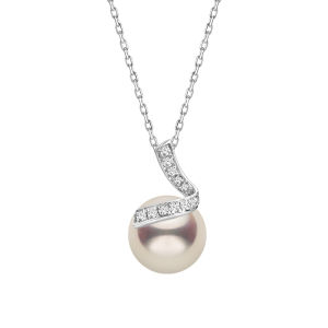Helas | Wave Design Akoya Pearl Necklace 14K Gold Diamond