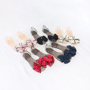 Sandal Korean Ribbon Transparent Wanita Slipper Selop Jalan Cewek Pita Gemesh Empuk BISA COD SPT-89