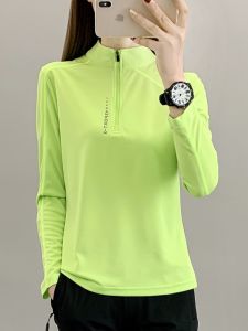 Outdoor Quick-Dry Clothes Womens Long Sleeve Spring & Fall Thin Hiking Tops Stand Collar Half Zip Quick-Dry Clothes Hiking Breathable T-shirt