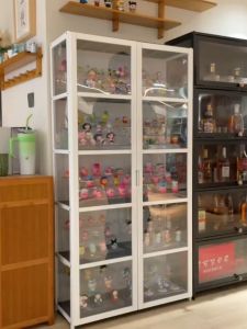 RRH Display Cabinet with Doors Acrylic Cabinet Kitchen Storage Cabinet Bamboo Transparent Dustproof No odor