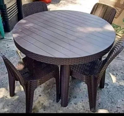 RATTAN DINNING SET 4CHAIR & 1 ROUND TABLE DINNING SET RATTAN