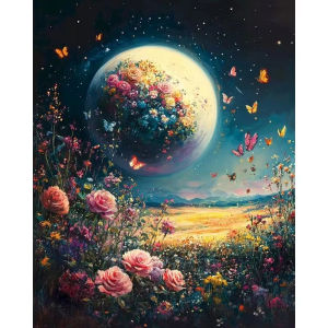 Full Moon Rose Butterfly Jigsaw Puzzle 500/1000/1200/2000PCS DIY Craft Hobby Relaxing Game Home Decor Gift