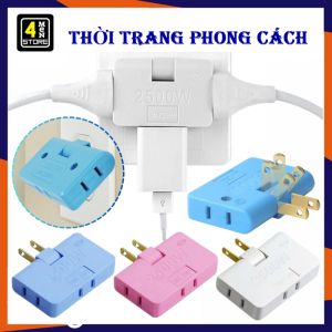Ổ Cắm Điện Chia 3 Cổng Đa Năng Xoay 180 Độ - Phích Cắm Chuyển Đổi Chịu Tải Cao 2500W Bằng ABS Có Thể Điều Chỉnh - Bộ Chuyển Đôi Chui Loại Xin Cao Cấp / Ổ Chia Điện Đa Năng 3 Cửa