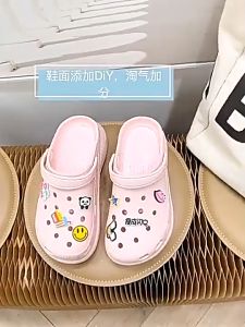 Sandal Wanita Slip On Baim Fuji Polos Viral Jibbitz Sandal Cewek Sandal Cewek Selop Wedges Platform Phylon Stiker 3D Warna