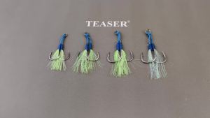 Móc Câu Kép Thép Carbon Cao Cấp Chống Ăn Mòn TEASER HK016 Chỉ Phát Quang 2 Cái/10 Cái/túi Dùng Cho Câu Cá Biển Mồi Jig.