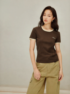 INMAN | Colorblock Embroidery Stylish Slim Fit T-Shirt