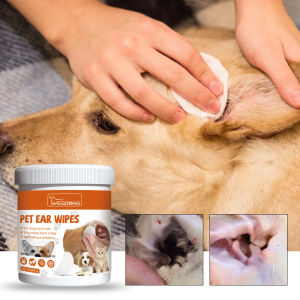 YEGBONG 60 PCS Pet Ear Wipes Gentle Cleaning Non Irritating Removes Dirt Debris for Dog Cat Small Medium Large Breeds Daily Care