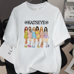 Bandai | Best-selling Korean Girl Group Katseye Printed T-shirt Short-sleeved Fashionable Casual Adult and Childrens Top
