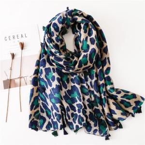 Ladies Long Leopard Print Cotton Linen Scarf Versatile Spring Autumn Winter Fashionable Womens Wrap Shawl Versatile Accessory