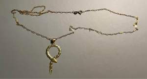 PAWNABLE 18K Saudi Gold Lightweight Mini Paperclip chain necklace with 18K Serpent Pendant(Open Back) ✨