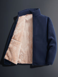 Thermal Storage! Oliver Velvet Mens Autumn Winter Thickened Faux Lamb Velvet Stand Collar Jacket Fleece Outerwear Sweatshirt