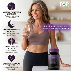 TOPNutrition Triple Magnesium Complex 60 Caps Magnesium Glycinate Citrate Oxide