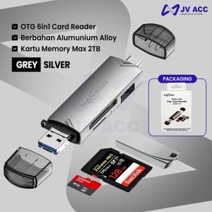 NVN-CR3 OTG 6 IN 1 CARD READER USB 3.0 TYPE TIPE C MICRO USB ALUMUNIUM ALLOY