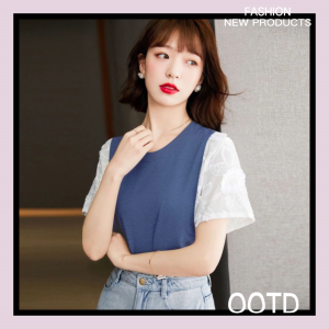 LKfashion  งานเข้าใหม่ขอแนะนำ เสื้อแฟชั่นคอกลมแขนสั้นผ้า เนื้อผ้าเบาสบาย ใส่แล้วไม่อับร้อน ใครสนใจรุ่นนี้กดสั่งได้เลย