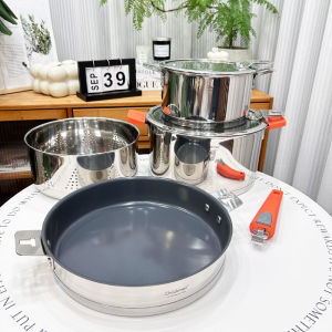 ชุดกระทะแบบพกพาสำหรับทำอาหารกลางแจ้ง ChockMen 304 สแตนเลส ชุดกระทะสำหรับทำซุป กระทะทอด กระทะสำหรับปิ้งย่าง สำหรับใช้ในบ้าน